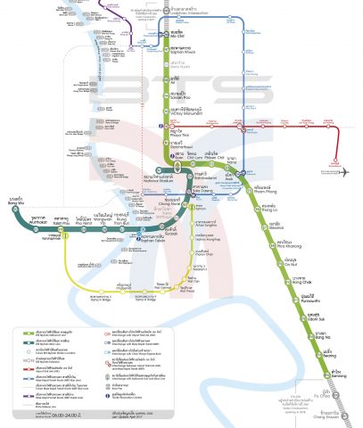 バンコク路線図BTSとMRTとボート